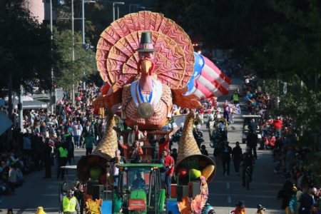 As usual, the Thanksgiving parade will feature a giant float displaying a turkey.