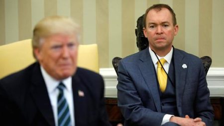 President Trump and Mick Mulvaney, currently the White House’s budget director.