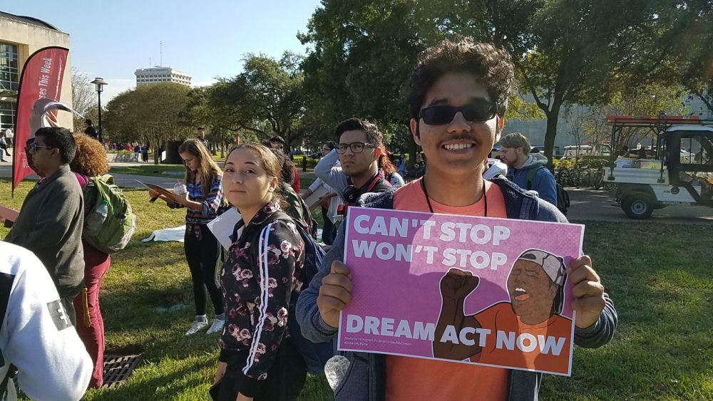 Several DACA recipients and supporters of the DREAM Act gathered at the University of Houston's main campus on November 9, 2017, to ask Congress to pass the law before the end of the year.