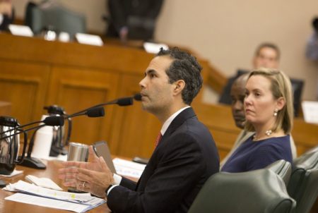 Texas General Land Office Commissioner George P. Bush testifies before the Senate Finance Committee on Dec. 5, 2017