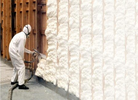 Spray foam insulation being installed in Houston.