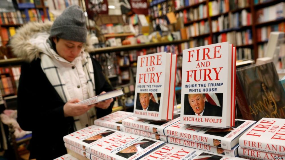 Copies of the book "Fire and Fury: Inside the Trump White House" by Michael Wolff.