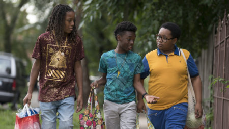 Michael Epps, Alex Hibbert and Shamon Brown Jr. play three boys who have to dodge gang violence on their way to school in The Chi.