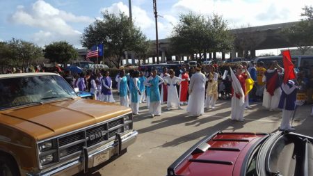 The MLK parade that took place in downtown Houston marched next to some local landmarks such as Minute Maid Park.