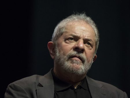 Former Brazilian President Luiz Inacio Lula da Silva, seen speaking at a rally in summer 2016.