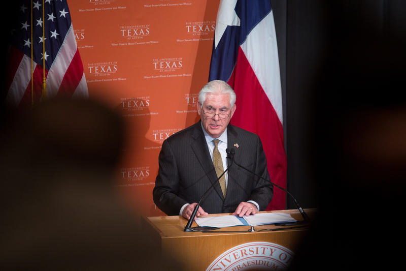 Secretary of State Rex Tillerson outlines the Trump administration's priorities for the Western Hemisphere at UT-Austin on Thursday.
