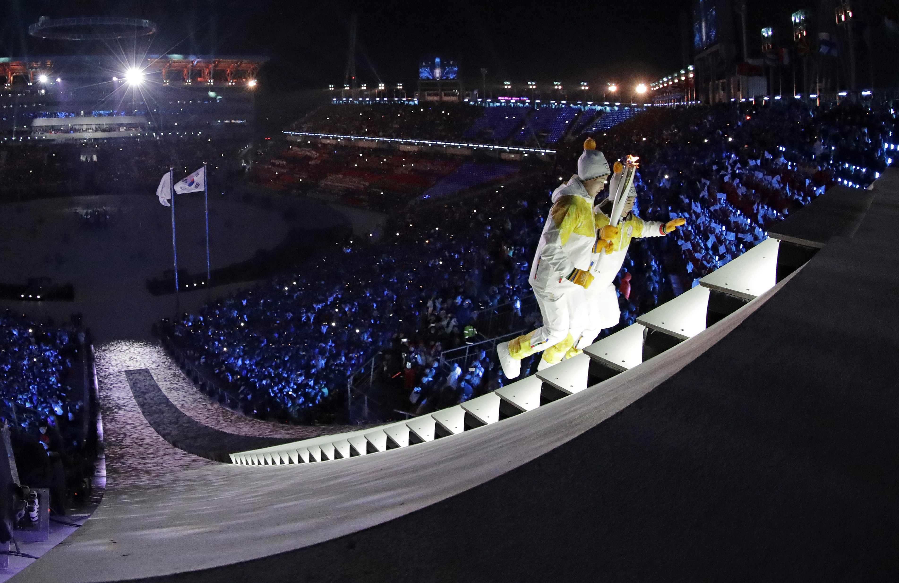 Церемония описание. Сцена церемония открытия. Букеты Олимпийские игры 2018 года в Корее. Pyeongchang.