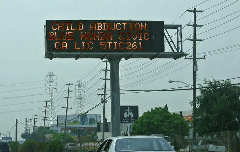 An Amber Alert Sign on a Roadway