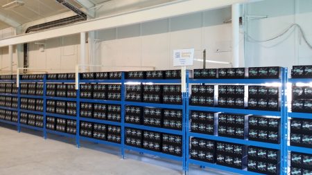 A mining farm of Genesis Mining located in Iceland. The picture shows mainly Zeus scrypt miners.