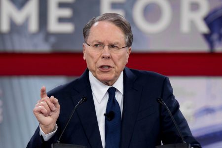 NRA Executive Vice President and CEO Wayne LaPierre speaks at the Conservative Political Action Conference (CPAC) at National Harbor, Maryland, on Feb. 22, 2018.