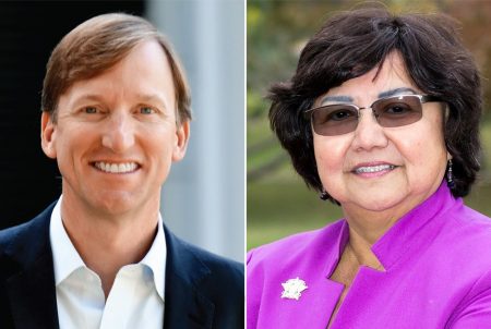Democratic candidates for governor Andrew White and Lupe Valdez.