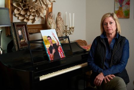 Lori Brown, whose son Harrison Brown died in a May 2017 stabbing at the University of Texas at Austin, poses for a portrait at her home in Graham, Texas on February 27, 2018.