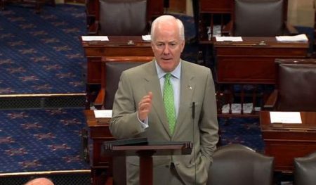Sen. Cornyn addresses the Senate on Oct. 10, chastising the president and Democrats for stalling bills to open portions of the federal government.