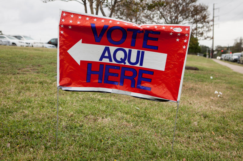 Austin residents lined up to vote at the Texas Department of Aging and Disability Services on Guadalupe Street on Tuesday.