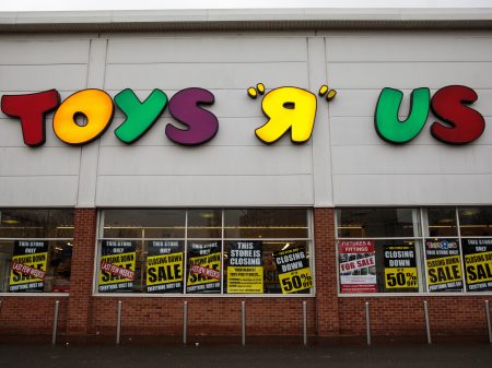 Numerous locations of Toys R Us, including this one in London, are offering going-out-of-business sales.