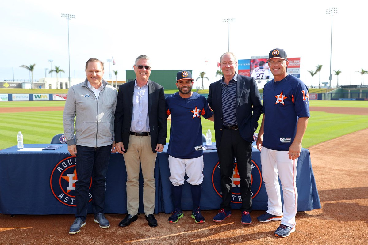 HOUSTON, TX - SEPTEMBER 15: Houston Astros second baseman Jose Altuve (21)  is honored in a pregame ceremony as the Astros nominee for the Roberto  Clemente Award, in recognition of an MLB