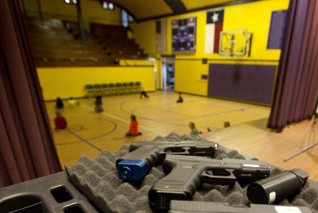 Mock weapons used to train educators in Harrold, Texas. The north Texas school district was the first to allow educators to carry guns on school grounds in 2007.