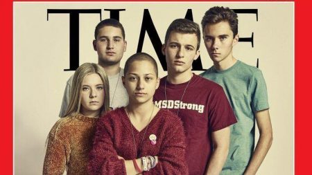 Jaclyn Corin, Alex Wind, Emma Gonzalez, Cameron Kasky and David Hogg are the students featured on the cover story titled "The School Shooting Generation Has Had Enough."