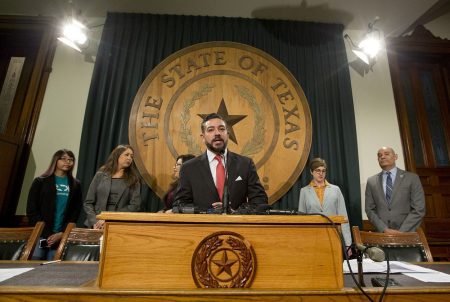 At a press conference at the Texas Capitol, state Rep. César Blanco, D-El Paso, addresses the decision taken by the Trump Administration to add a citizenship question to the 2020 Census.