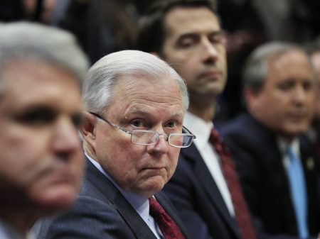 Attorney General Jeff Sessions at a roundtable meeting on sanctuary cities hosted by President Trump earlier this month