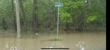 This file photo taken on March 29, 2018, shows flooding along the West Fork of the San Jacinto River in the Northshore subdivision area.