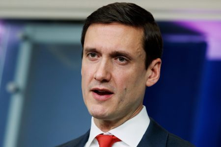 FILE - In this Dec. 19, 2017, file photo, White House Homeland Security Adviser Tom Bossert speaks during a briefing at the White House, in Washington. White House Press Secretary Sarah Huckabee Sanders said in a statement Tuesday, April 10, 2018, that Bossert would be leaving his post. (AP Photo/Evan Vucci, File)