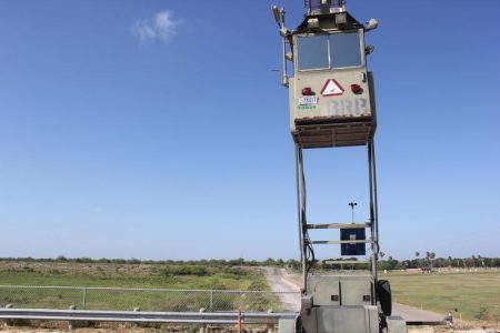 A U.S. Border Patrol watchtower. President Trump and Texas Gov. Greg Abbott have authorized the use of National Guard troops along the U.S.-Mexico border.