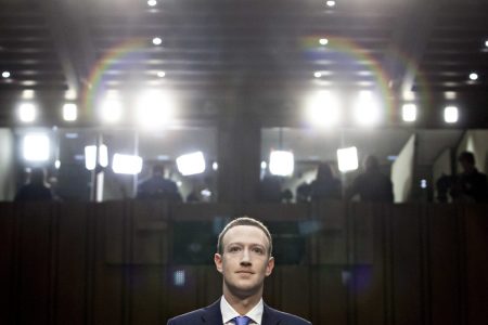 Mark Zuckerberg, chief executive officer and founder of Facebook Inc., listens during a joint hearing of the Senate Judiciary and Commerce Committees in Washington, D.C., U.S., on Tuesday, April 10, 2018. Zuckerberg said Tuesday that his company is cooperating with Special Counsel Robert Mueller in his investigation of Russian interference in the 2016 presidential election. Photographer: Andrew Harrer/Bloomberg via Getty Images