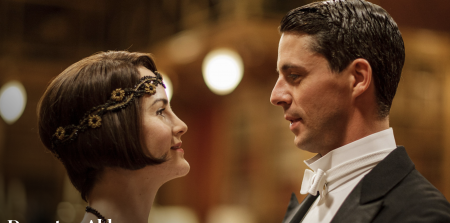 An image of Lady Mary and her fiancé from PBS' Downton Abbey show.