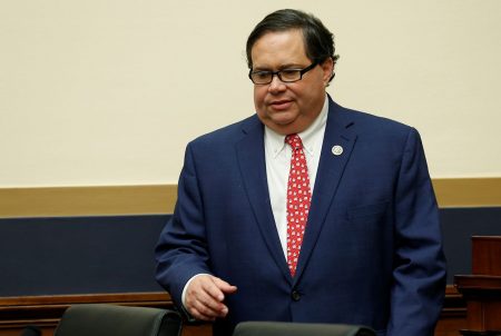 Rep. Blake Farenthold arrives to a House Judiciary Committee hearing in Washington, D.C. on December 13, 2017.