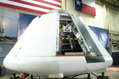 A 'boilerplate' version of the Orion spacecraft, which NASA will use to test the craft's mission abort capabilities.