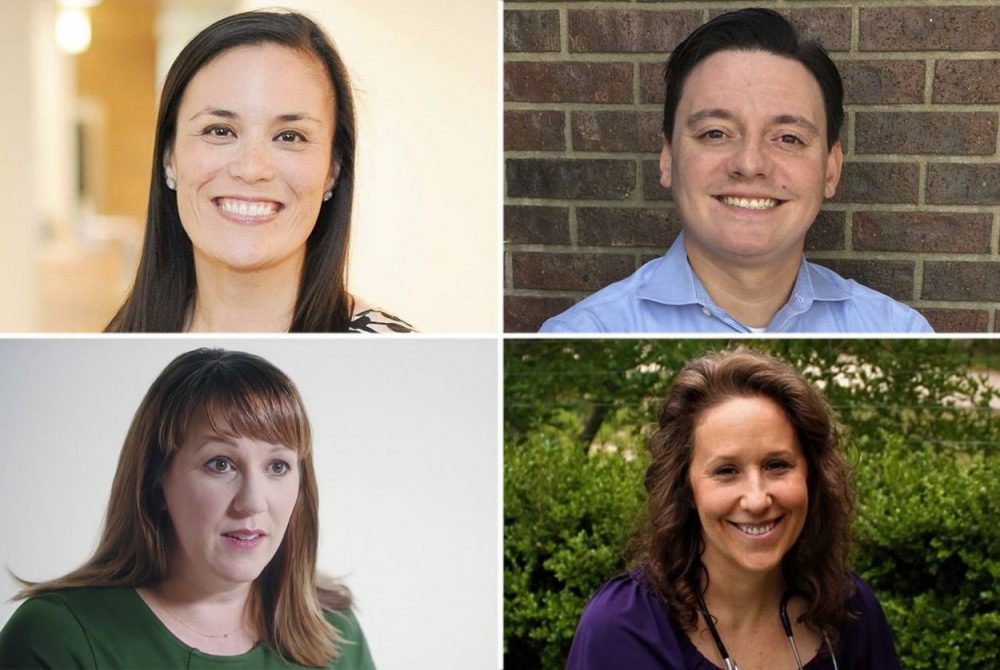 Top row, left to right: Gina Ortiz Jones and Rick Treviño, candidates in the Democratic runoff for Texas' 23rd Congressional District; bottom row, left to right, MJ Hegar and Christine Eady Mann, Democrats contending for Texas Congressional District 31. 