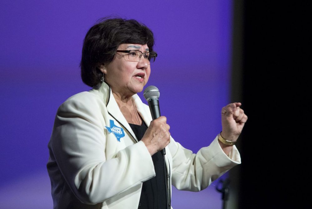 Democratic candidate for governor Lupe Valdez speaks at a Jolt the Vote event in Austin on April 29, 2018.  