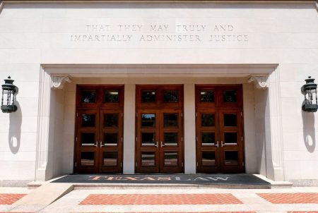 The University of Texas Law School building on Wednesday, April 11, 2018.