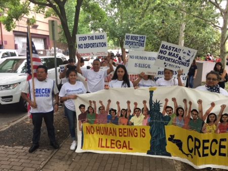 Supporters of the TPS for Honduras and other Latin American countries rallied in Houston on May 1, 2018.