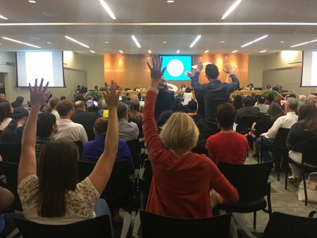 More than 100 people signed up to speak at the May 10, 2018 HISD board meeting. Many expressed frustration and disappointment with how the board has handled recent meetings.