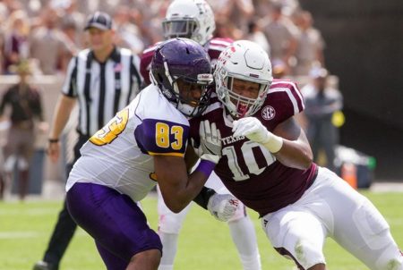 A football match between Texas A&M and Prairie View A&M on Saturday, Sept. 10, 2016. Texas A&M won 67-0. Prairie View got $450,000 for showing up.