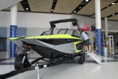 Visitors check out the interior of a boat at a recent Houston Boat Show.