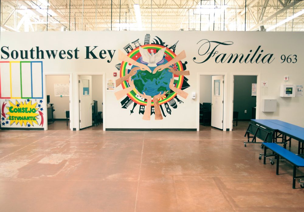 A Southwest Key child immigrant shelter in Brownsville, Texas, was shown to journalists on a tour earlier this month. This photo of the facility was released by government officials.
