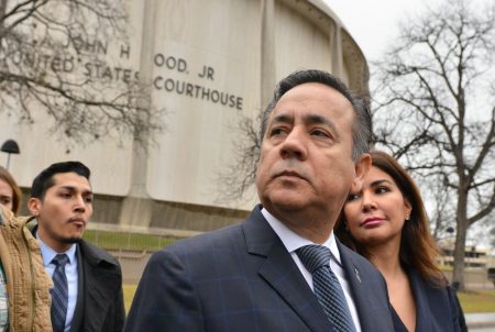 State Sen. Carlos Uresti, D-San Antonio, and his wife Lleana leave the federal courthouse in San Antonio after being convicted on 11 charges on Thursday morning, Feb 22, 2018.