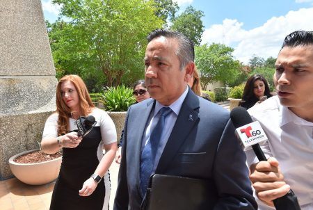 Former state Sen. Carlos Uresti, D-San Antonio, arrives at the federal courthouse in San Antonio on June 26, 2018.