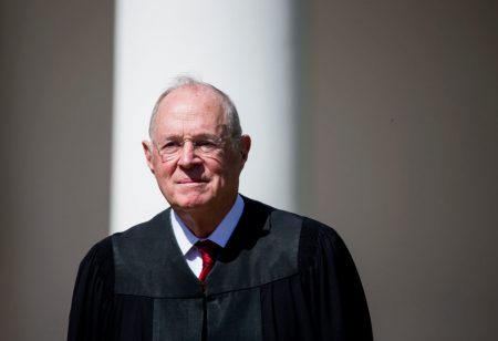 Supreme Court Associate Justice Anthony Kennedy after the swearing-in ceremony for Justice Neil Gorsuch in the Rose Garden at the White House.