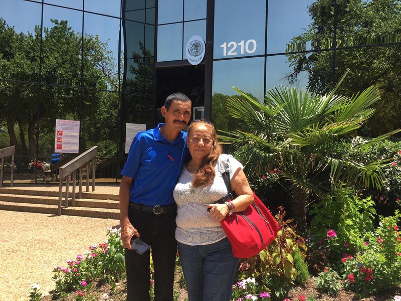 Maria Candelaria Gonzalez and Pedro Ibañez stopped by the Mexican Consulate in Dallas, Texas, on Monday. They say they're hopeful about the changes Mexico's newly elected president has promised.


