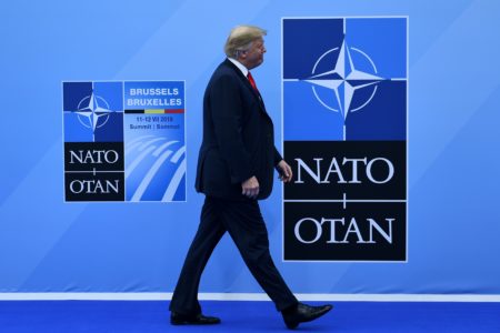 President Trump arrives at the NATO summit in Brussels. The House is scheduled to take up a measure Wednesday reaffirming U.S. support for NATO; the Senate approved a similar measure Tuesday.