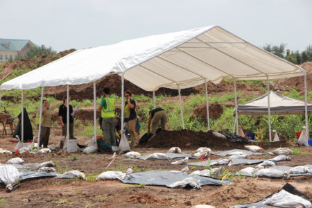 This file photo shows archaeologists working at the discovered grave sites in Sugar Land in the summer of 2018.