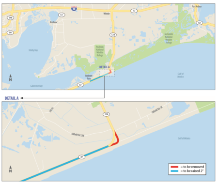The segment of SH 87 that's being improved runs along the coastline.