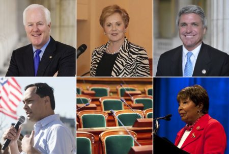 Top row, left to right: U.S. Sen. John Cornyn, U.S. Reps. Kay Granger, R-Fort Worth, and Michael McCaul, R-Tomball. Bottom row: U.S. Reps. Joaquin Castro, D-San Antonio and Eddie Bernice Johnson, D- Dallas.