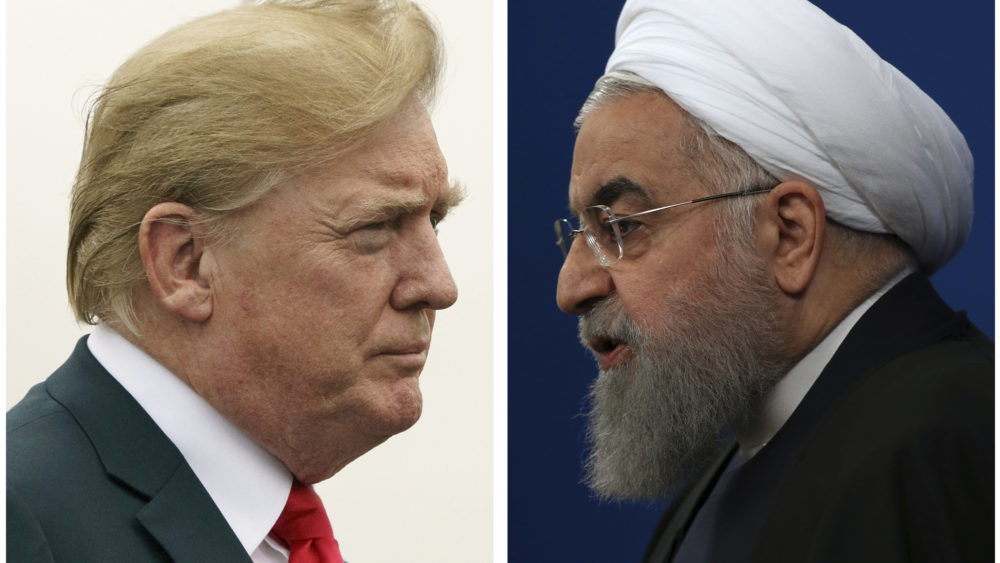 President Trump issued a strongly worded all-caps, late-night tweet after Iranian President Hassan Rouhani (right) said that war with Iran would be "the mother of all wars and peace with Iran is the mother of all peace."
