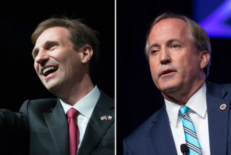 Justin Nelson (left) is the Democratic nominee facing incumbent Texas Attorney General Ken Paxton.