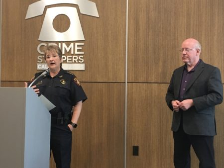 Harris County Fire Marshal Laurie Christensen, left, addresses first responders and others for an information session on the NFPA 3000 active shooter response standard at the Houston Crime Stoppers building on Monday, Aug. 6, 2018. Also pictured is Bob Sullivan, NFPA southwest regional director.
